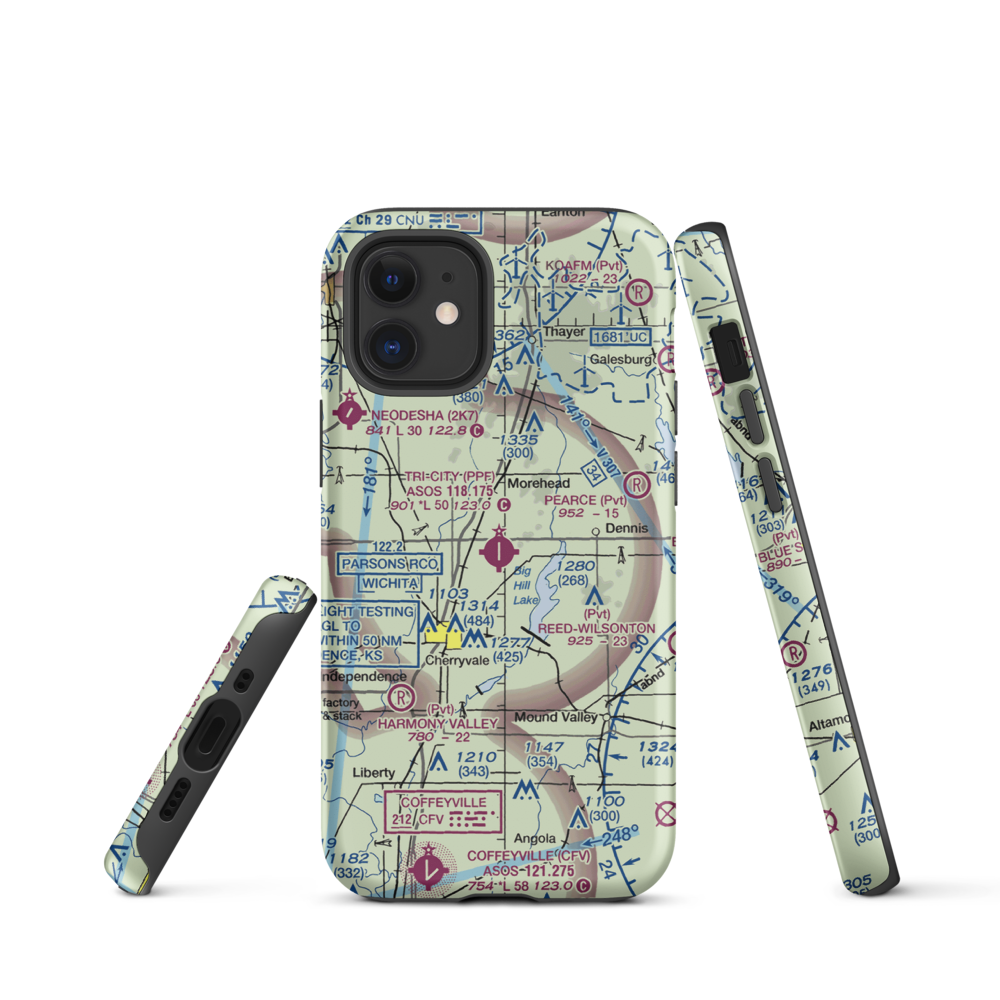 Tri-City Airport (PPF) VFR Sectional  Tough iPhone Case iPhone 12 mini model shown