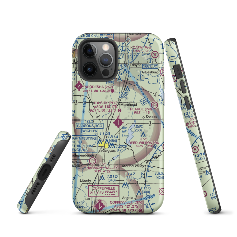 Tri-City Airport (PPF) VFR Sectional  Tough iPhone Case iPhone 12 Pro model shown