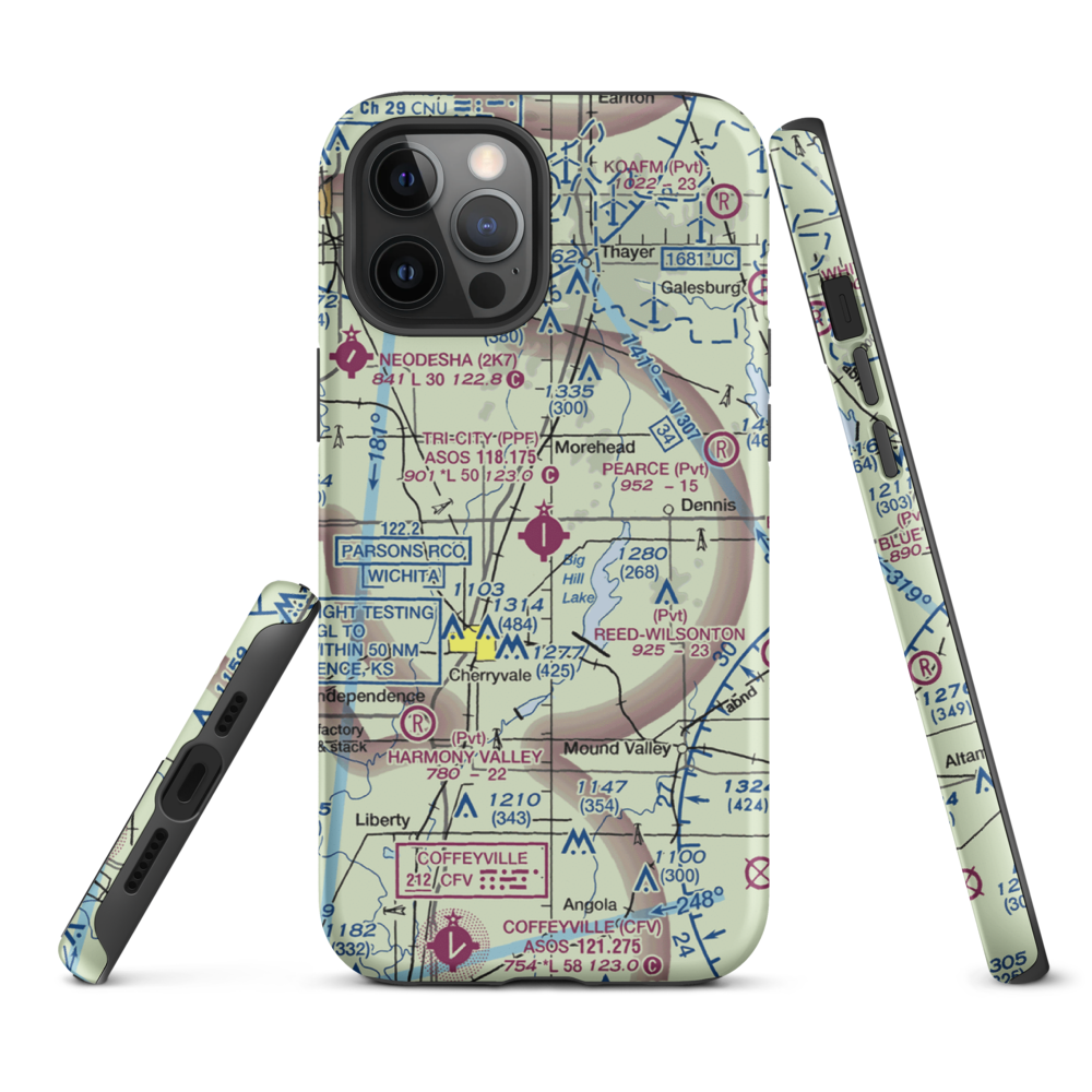 Tri-City Airport (PPF) VFR Sectional  Tough iPhone Case iPhone 12 Pro Max model shown