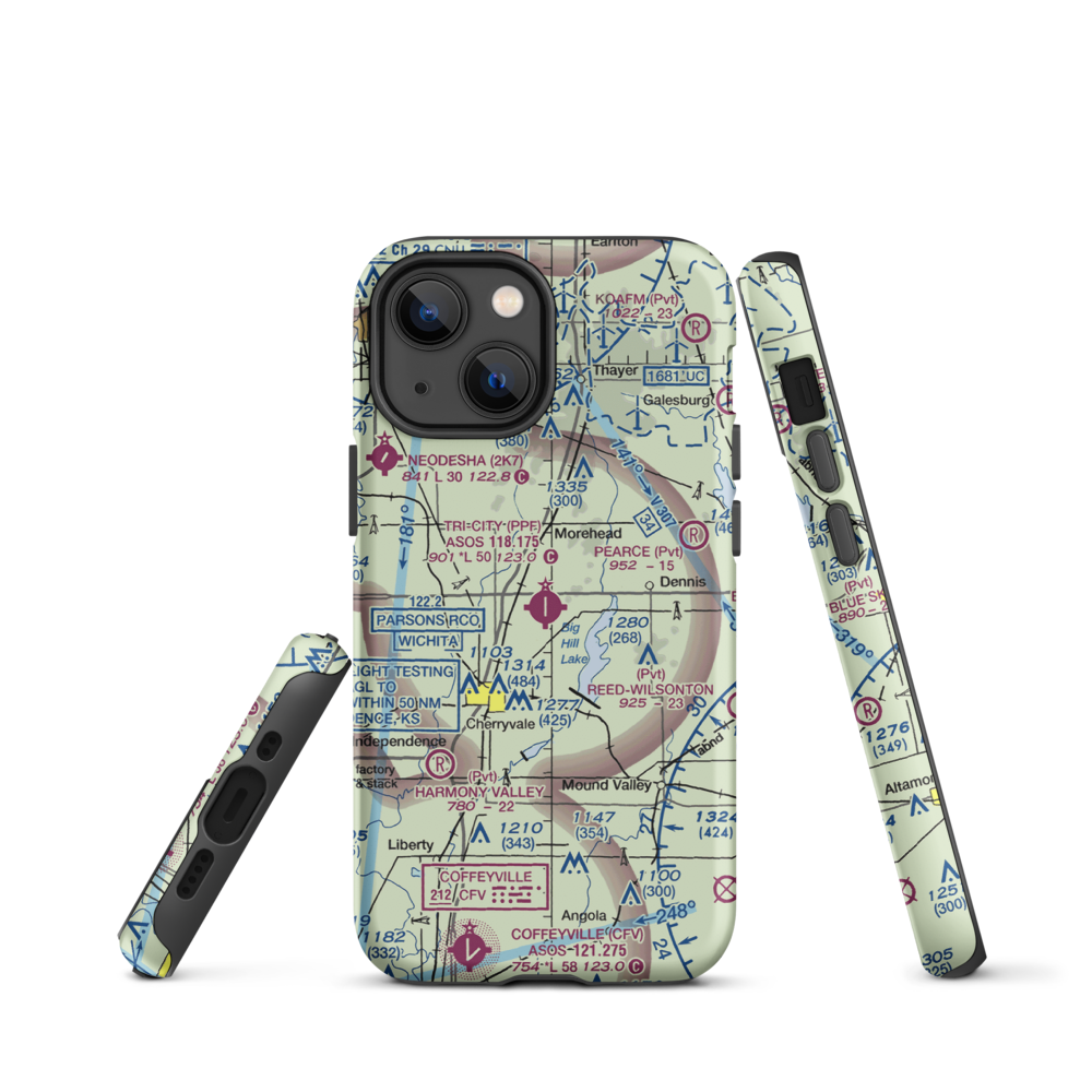 Tri-City Airport (PPF) VFR Sectional  Tough iPhone Case iPhone 13 mini model shown