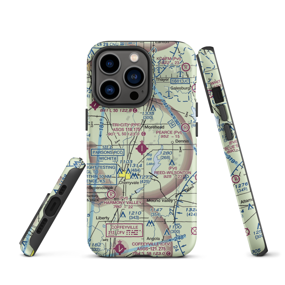 Tri-City Airport (PPF) VFR Sectional  Tough iPhone Case iPhone 13 Pro model shown
