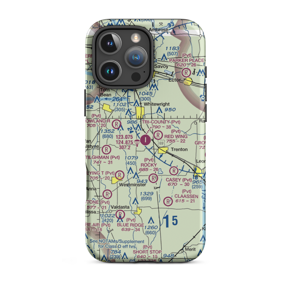 Tri-County Aerodrome (48TX) VFR Sectional  Tough iPhone Case iPhone 16 Pro Max model shown