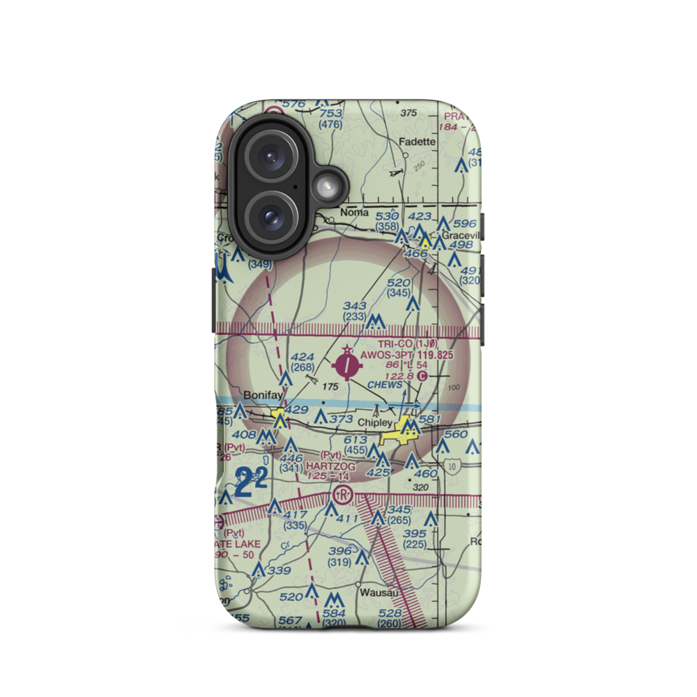 Tri-County Airport (1J0) VFR Sectional  Tough iPhone Case iPhone 16 model shown