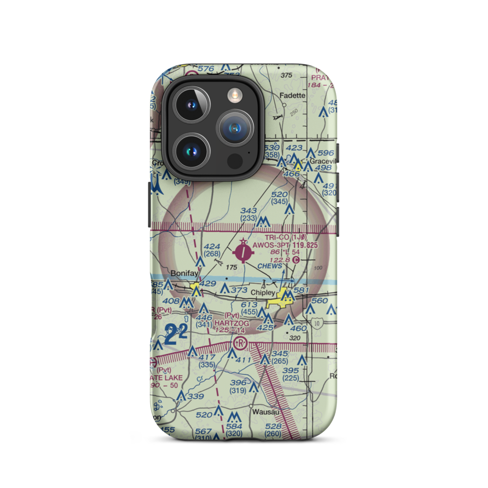 Tri-County Airport (1J0) VFR Sectional  Tough iPhone Case iPhone 16 Pro model shown