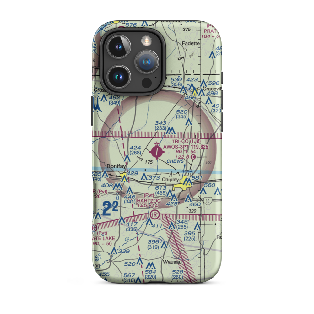 Tri-County Airport (1J0) VFR Sectional  Tough iPhone Case iPhone 16 Pro Max model shown