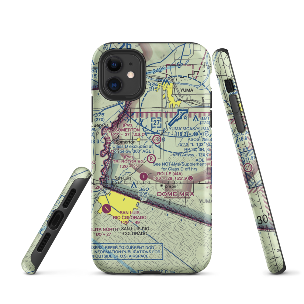 Tri-Rotor Ag Services Airport (AZ25) VFR Sectional  Tough iPhone Case iPhone 11 model shown