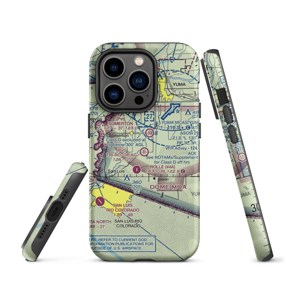 Tri-Rotor Ag Services Airport (AZ25) VFR Sectional  Tough iPhone Case iPhone 14 Pro model shown