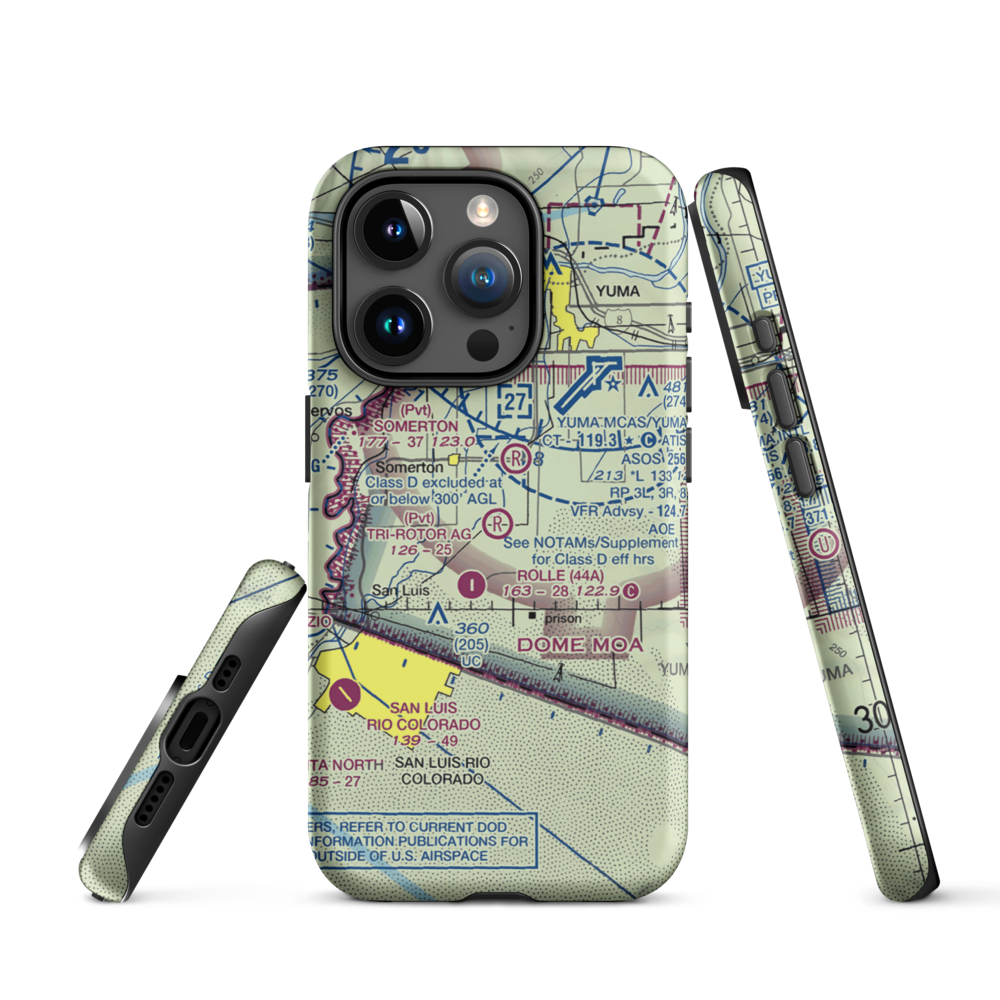 Tri-Rotor Ag Services Airport (AZ25) VFR Sectional  Tough iPhone Case iPhone 15 Pro model shown