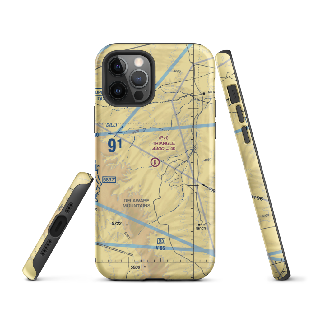 Triangle Ranch Private Airport (2TA3) VFR Sectional  Tough iPhone Case iPhone 12 Pro model shown