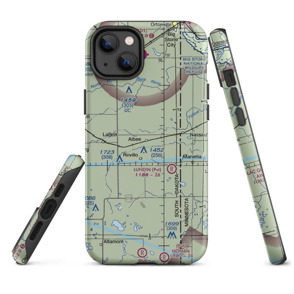 Tribitt Airport (1SD8) VFR Sectional  Tough iPhone Case iPhone 14 Plus model shown