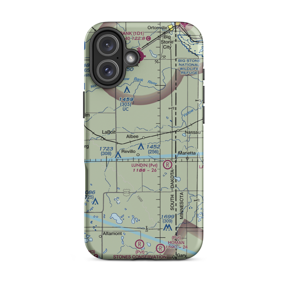 Tribitt Airport (1SD8) VFR Sectional  Tough iPhone Case iPhone 16 Plus model shown