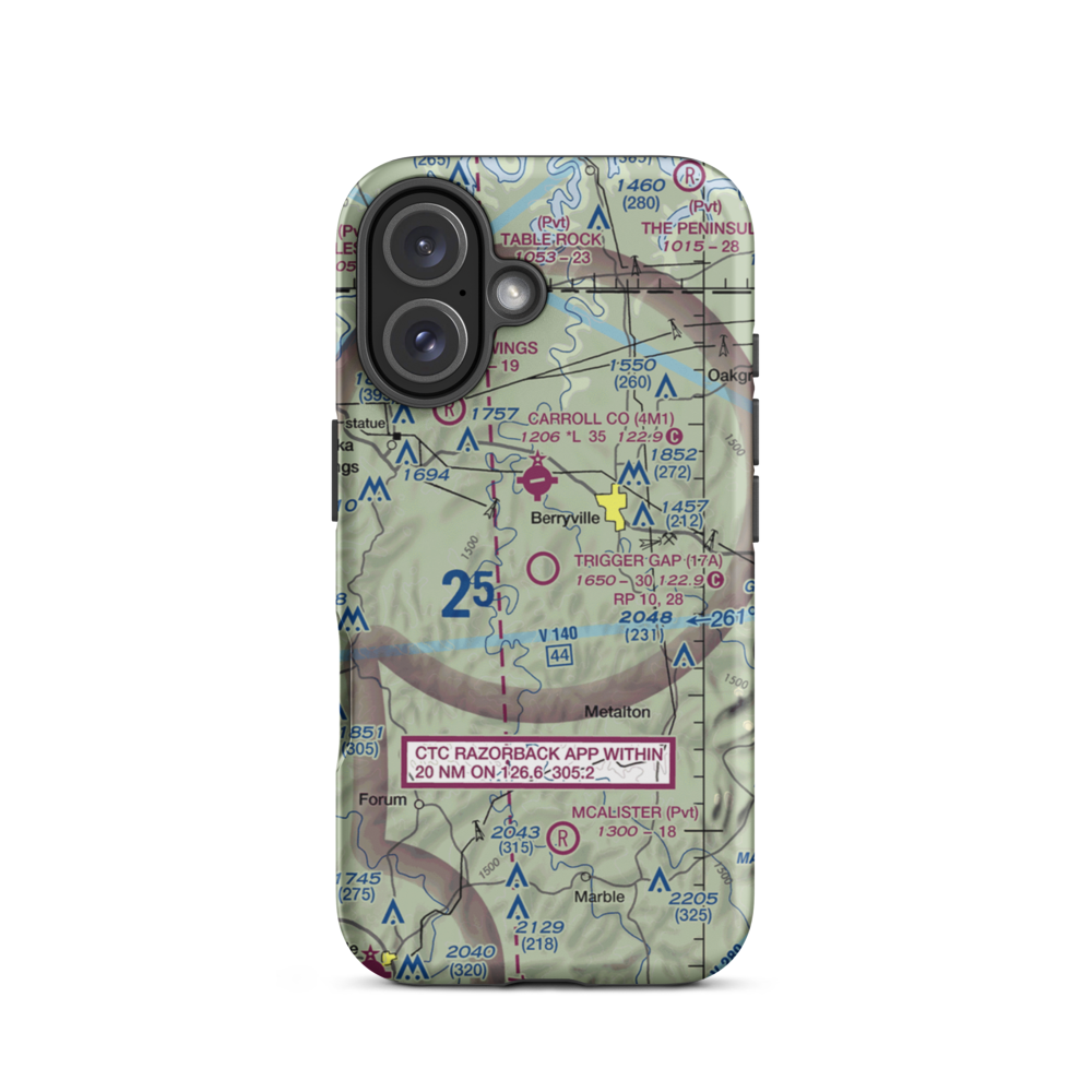Trigger Gap Airport (17A) VFR Sectional  Tough iPhone Case iPhone 16 model shown