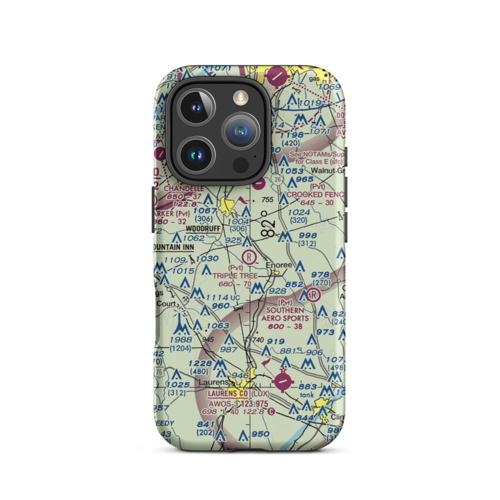Triple Tree Airport (SC00) VFR Sectional  Tough iPhone Case iPhone 16 Pro model shown