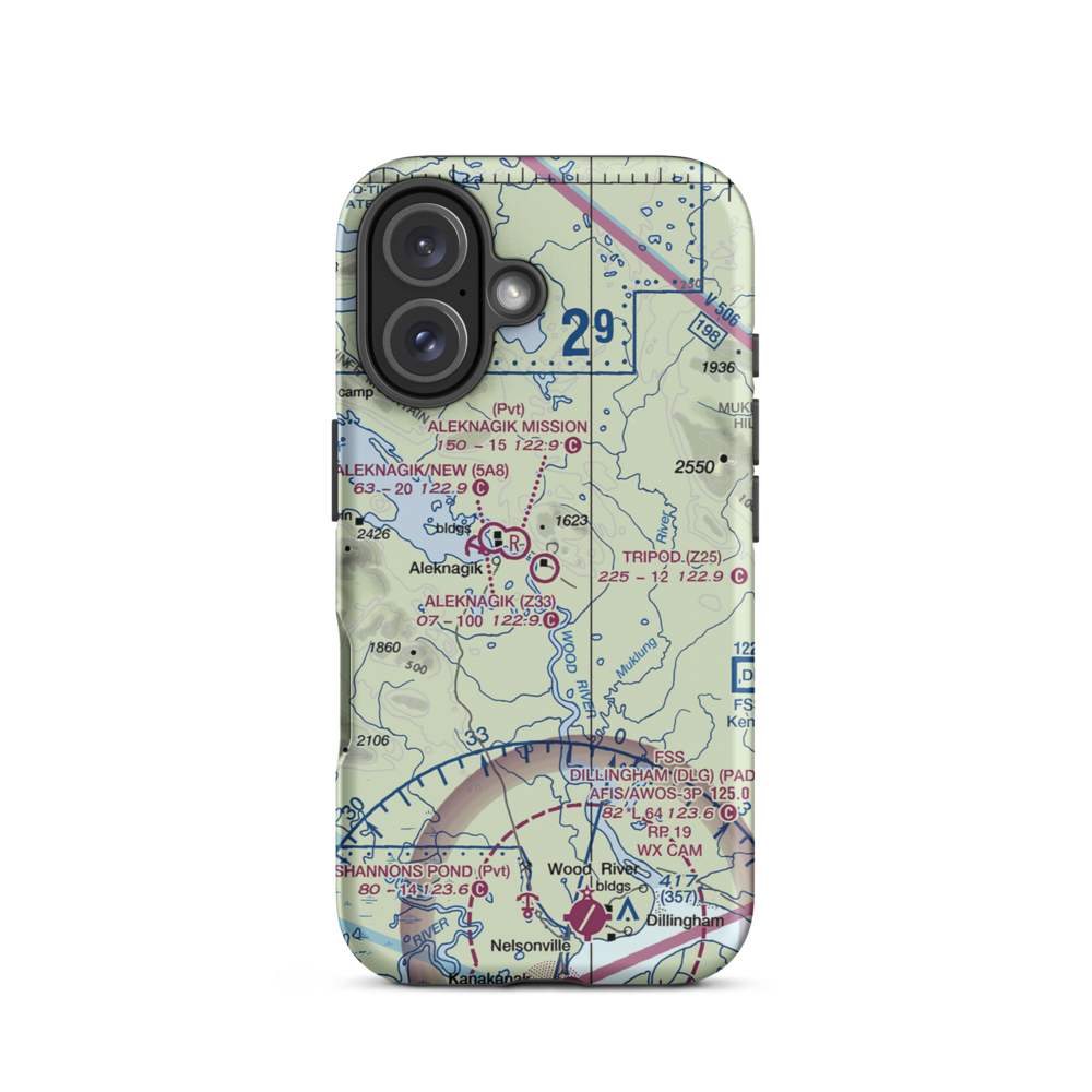 Tripod Airport (Z25) VFR Sectional  Tough iPhone Case iPhone 16 model shown
