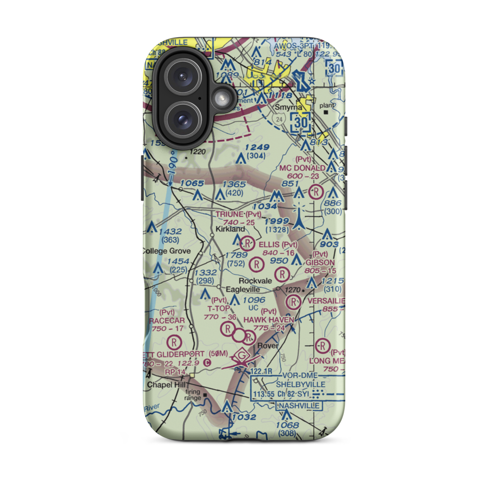 Triune Airfield (TN97) VFR Sectional  Tough iPhone Case iPhone 16 Plus model shown