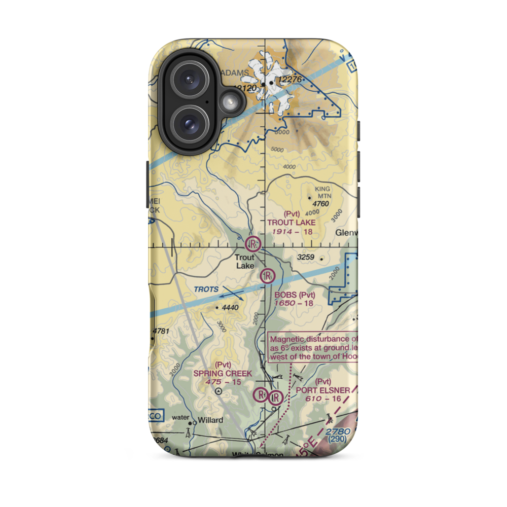 Trout Lake Airport (66WA) VFR Sectional  Tough iPhone Case iPhone 16 Plus model shown