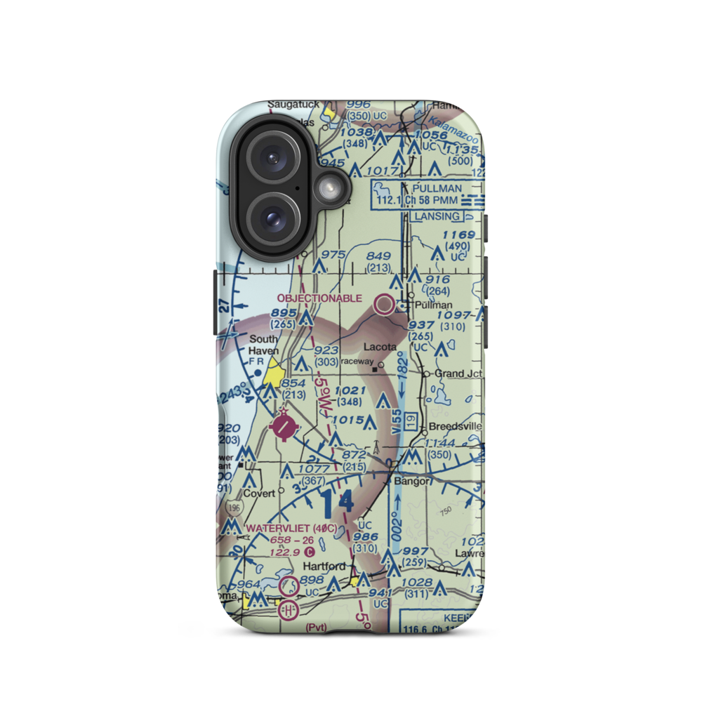 Trowbridge Farms Airport (8MI0) VFR Sectional  Tough iPhone Case iPhone 16 model shown