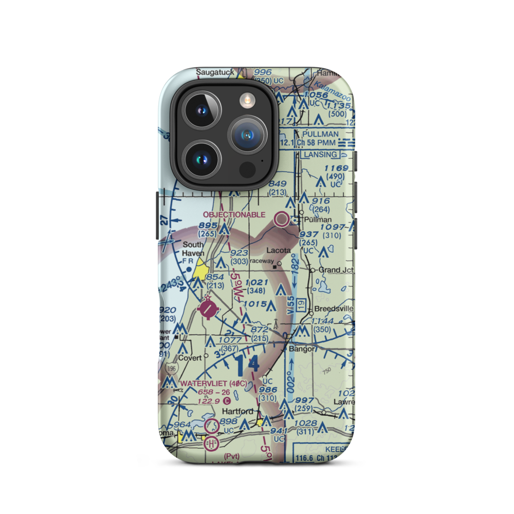 Trowbridge Farms Airport (8MI0) VFR Sectional  Tough iPhone Case iPhone 16 Pro model shown