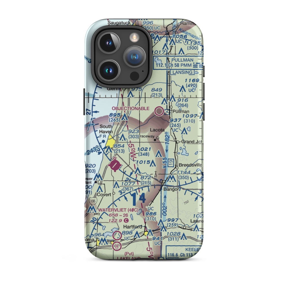 Trowbridge Farms Airport (8MI0) VFR Sectional  Tough iPhone Case iPhone 16 Pro Max model shown