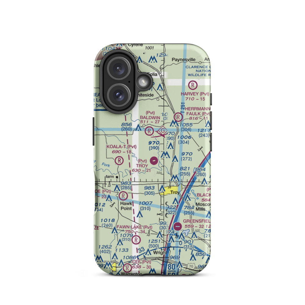 Troy Airpark (02MO) VFR Sectional  Tough iPhone Case iPhone 16 model shown