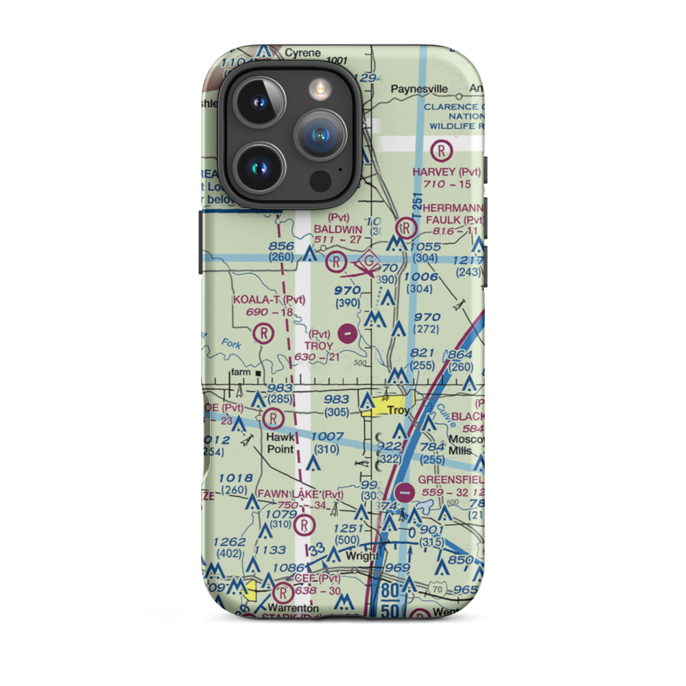 Troy Airpark (02MO) VFR Sectional  Tough iPhone Case iPhone 16 Pro Max model shown