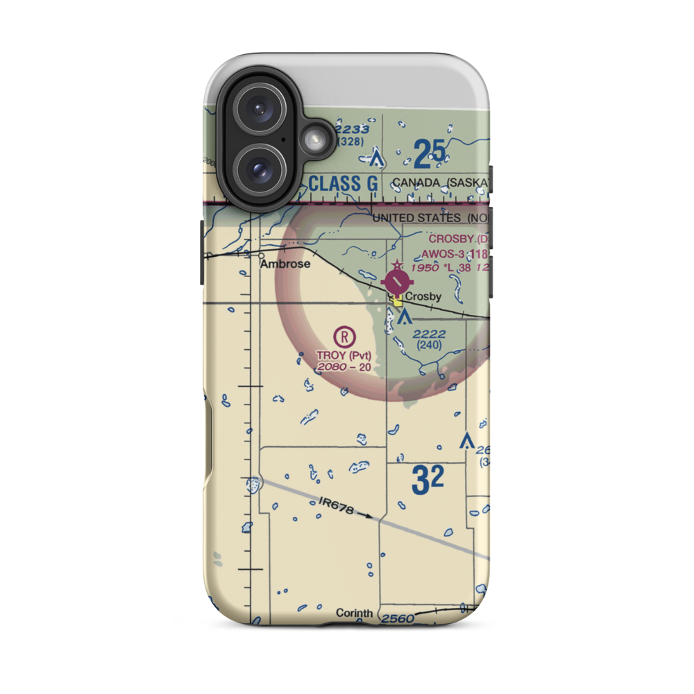 Troy Field (80ND) VFR Sectional  Tough iPhone Case iPhone 16 Plus model shown