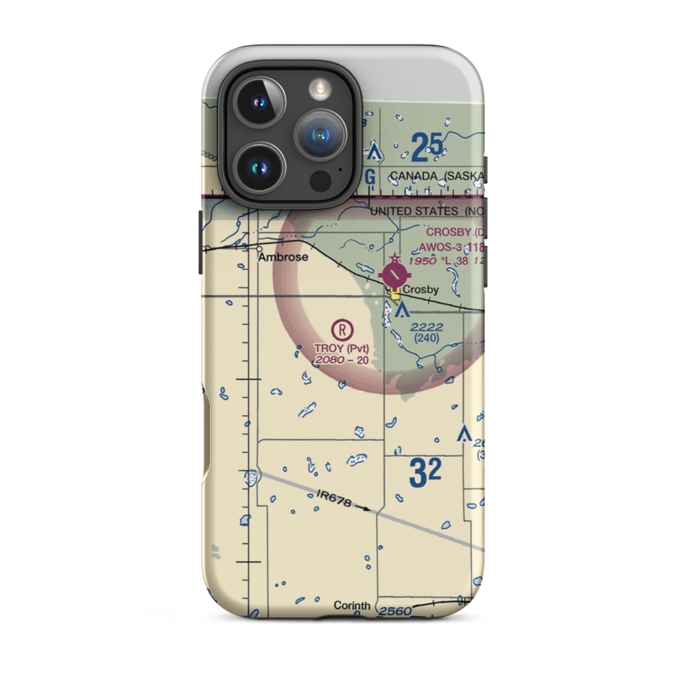 Troy Field (80ND) VFR Sectional  Tough iPhone Case iPhone 16 Pro Max model shown