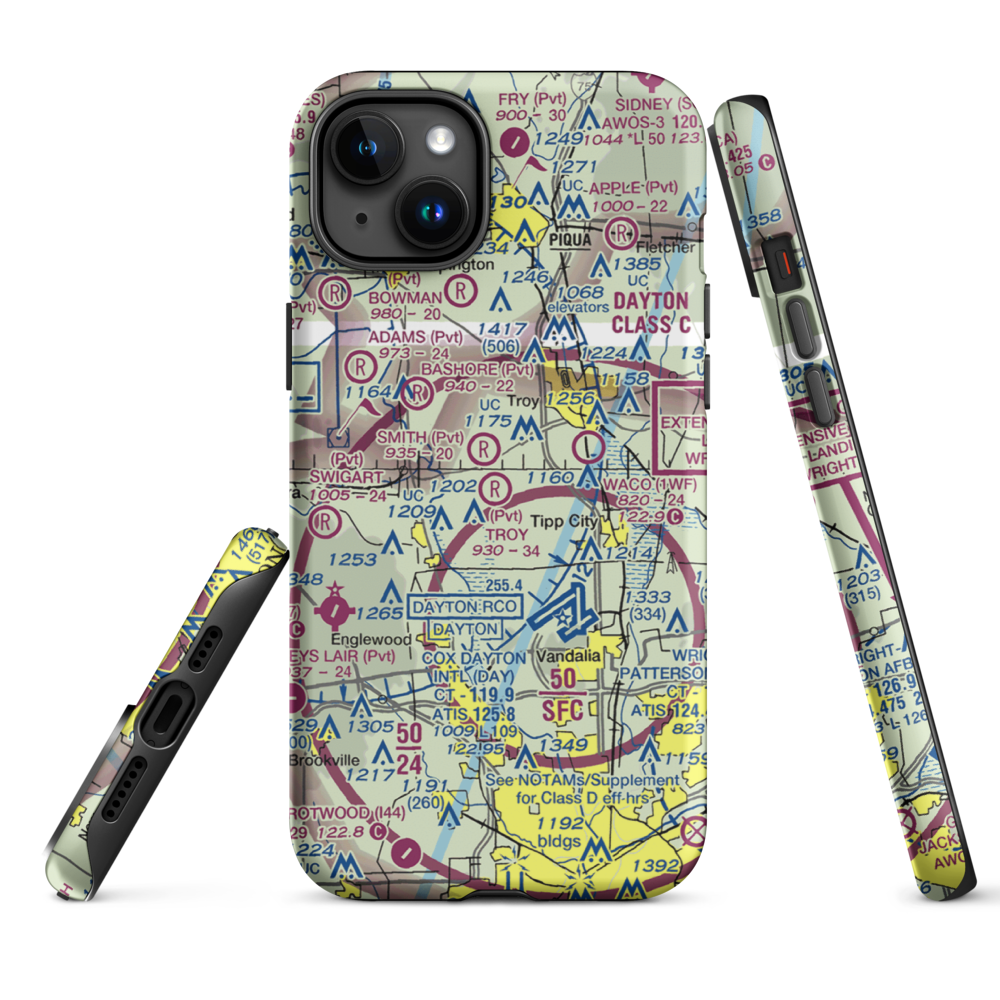 Troy Skypark Airport (37I) VFR Sectional  Tough iPhone Case iPhone 15 Plus model shown