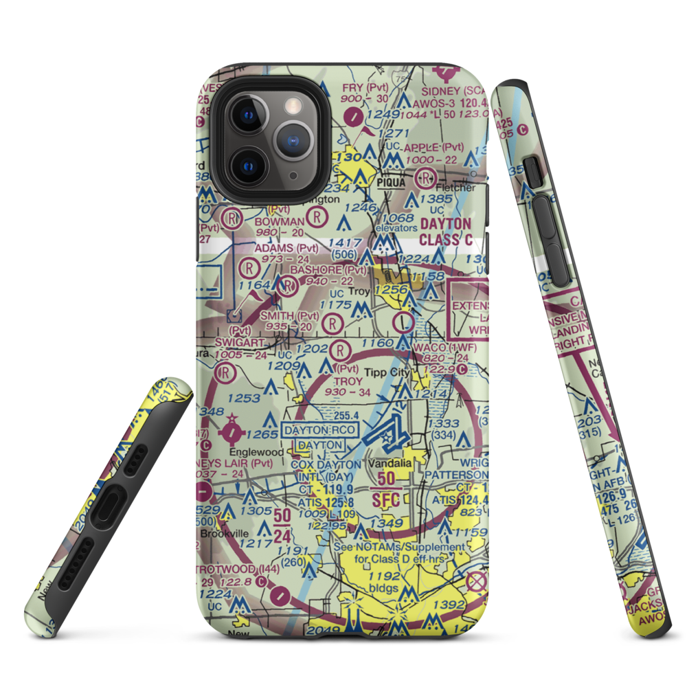 Troy Skypark Airport (37I) VFR Sectional  Tough iPhone Case iPhone 11 Pro Max model shown