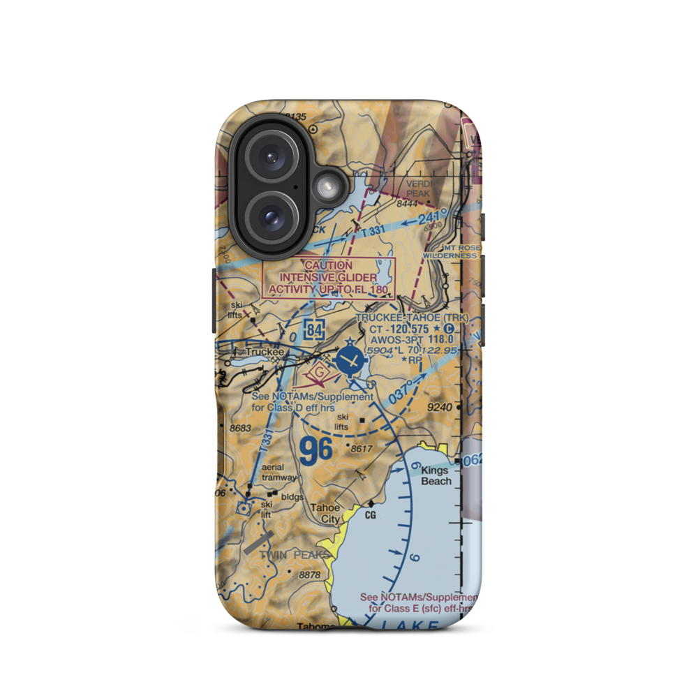 Truckee Tahoe Airport (TRK) VFR Sectional  Tough iPhone Case iPhone 16 model shown