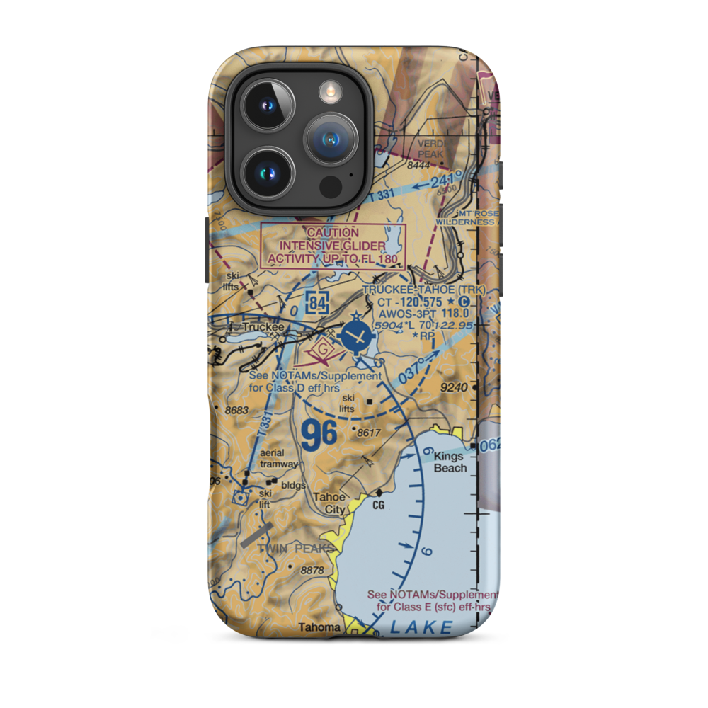 Truckee Tahoe Airport (TRK) VFR Sectional  Tough iPhone Case iPhone 16 Pro Max model shown