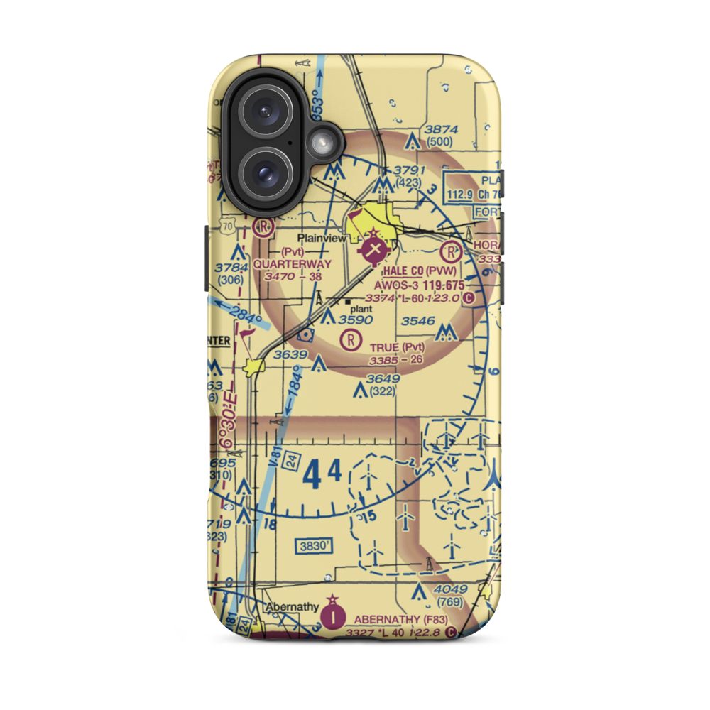True Airport (6TS0) VFR Sectional  Tough iPhone Case iPhone 16 Plus model shown