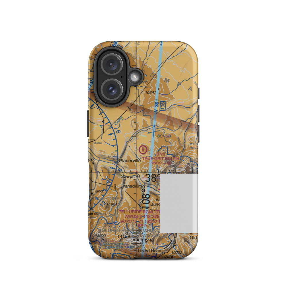 True Grit South Airport (CO95) VFR Sectional  Tough iPhone Case iPhone 16 model shown