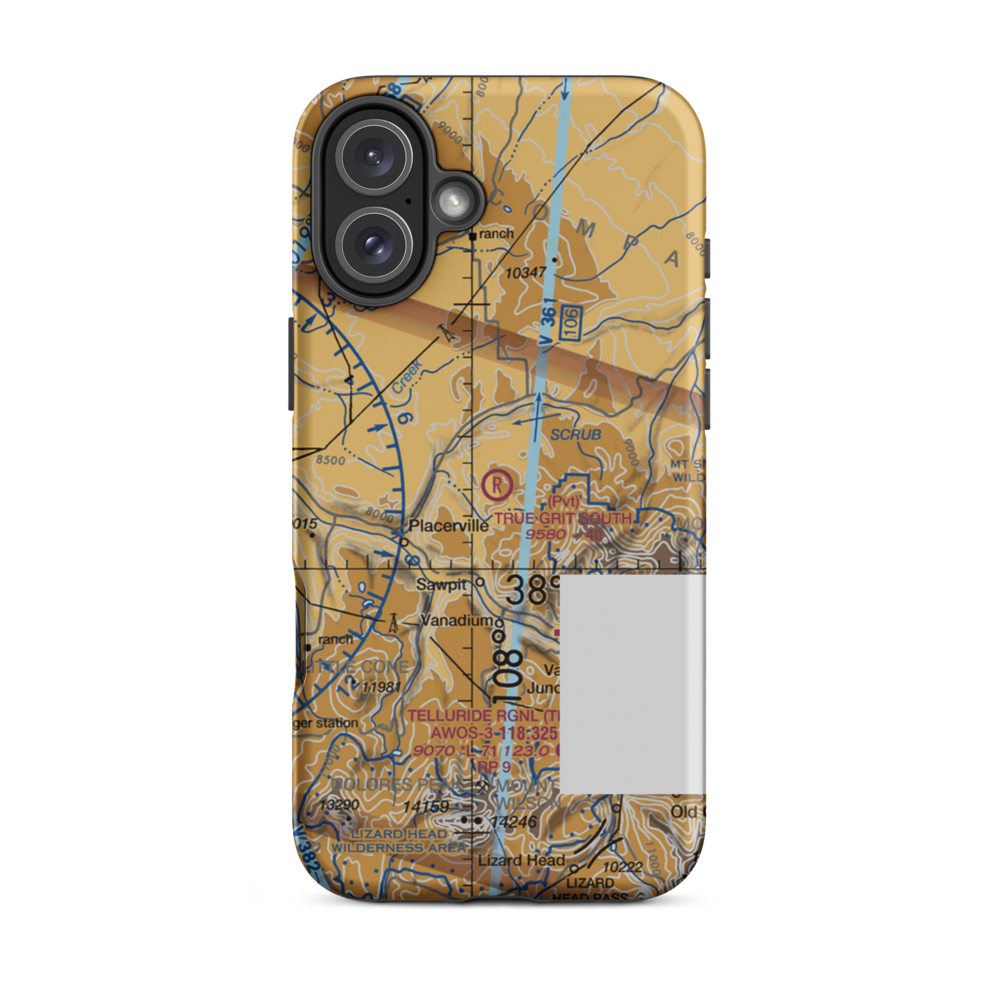 True Grit South Airport (CO95) VFR Sectional  Tough iPhone Case iPhone 16 Plus model shown