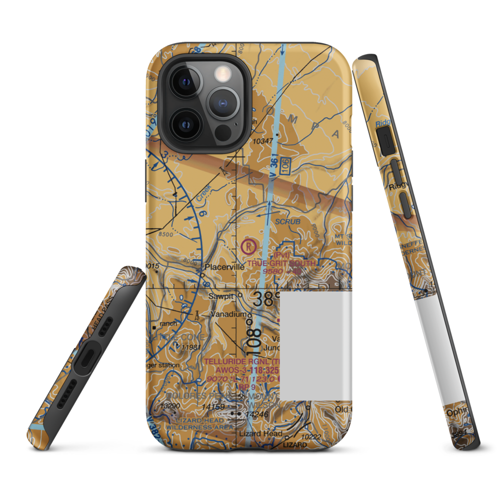 True Grit South Airport (CO95) VFR Sectional  Tough iPhone Case iPhone 12 Pro Max model shown