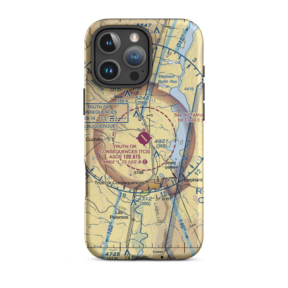 Truth Or Consequences Municipal Airport (TCS) VFR Sectional  Tough iPhone Case iPhone 16 Pro Max model shown