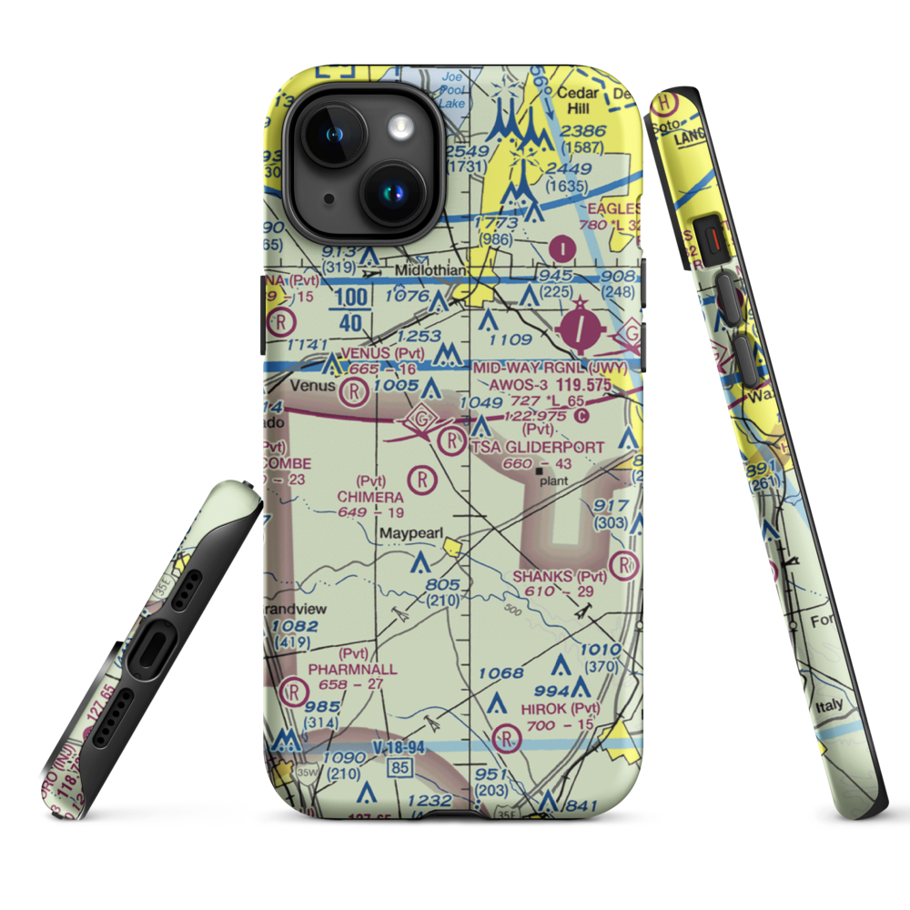 Tsa Gliderport (TA11) VFR Sectional  Tough iPhone Case iPhone 15 Plus model shown