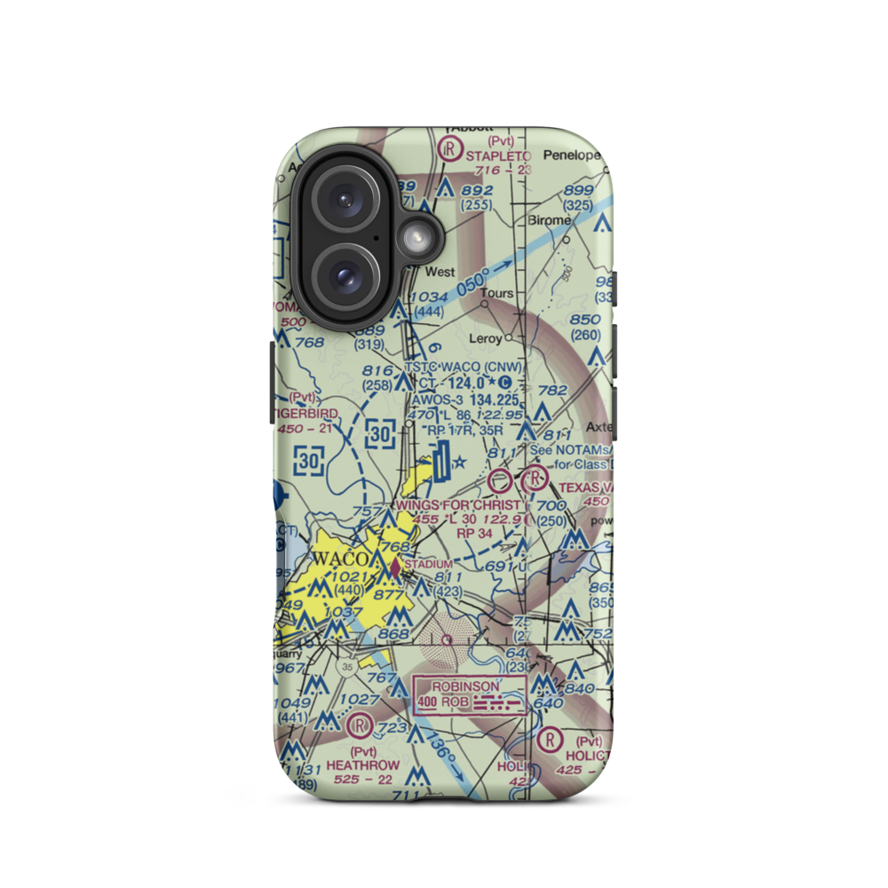 TSTC Waco Airport (CNW) VFR Sectional  Tough iPhone Case iPhone 16 model shown