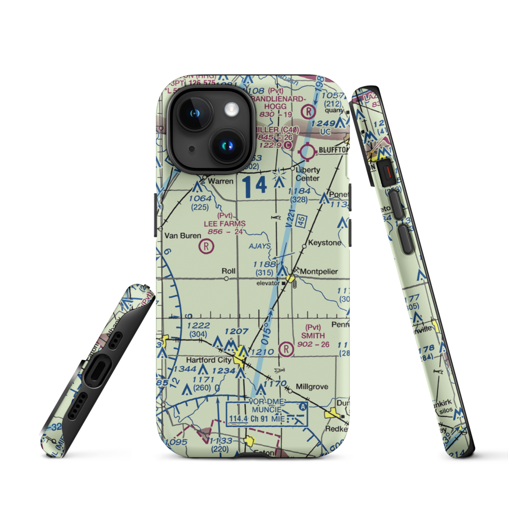 Tucker Farms Airport (74IN) VFR Sectional  Tough iPhone Case iPhone 15 model shown