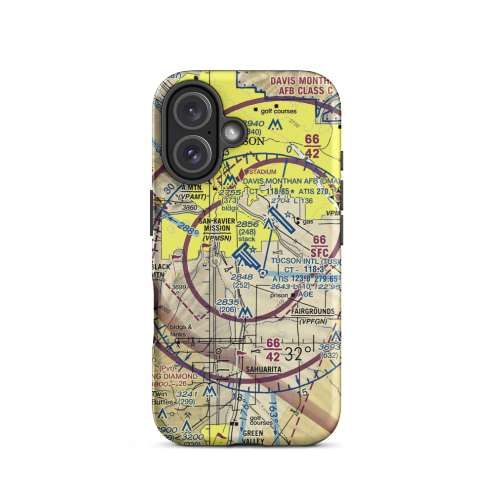 Tucson International Airport (TUS) VFR Sectional  Tough iPhone Case iPhone 16 model shown
