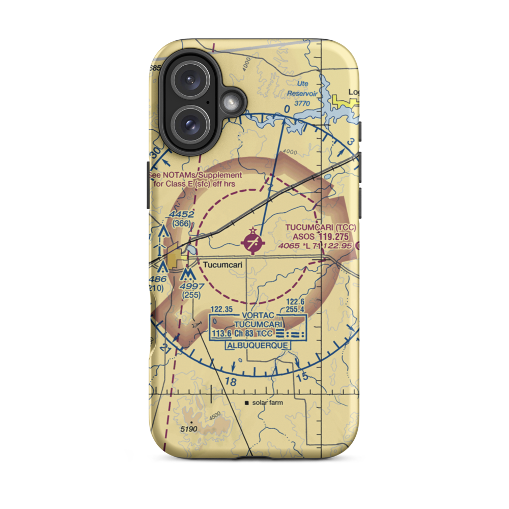 Tucumcari Municipal Airport (TCC) VFR Sectional  Tough iPhone Case iPhone 16 Plus model shown