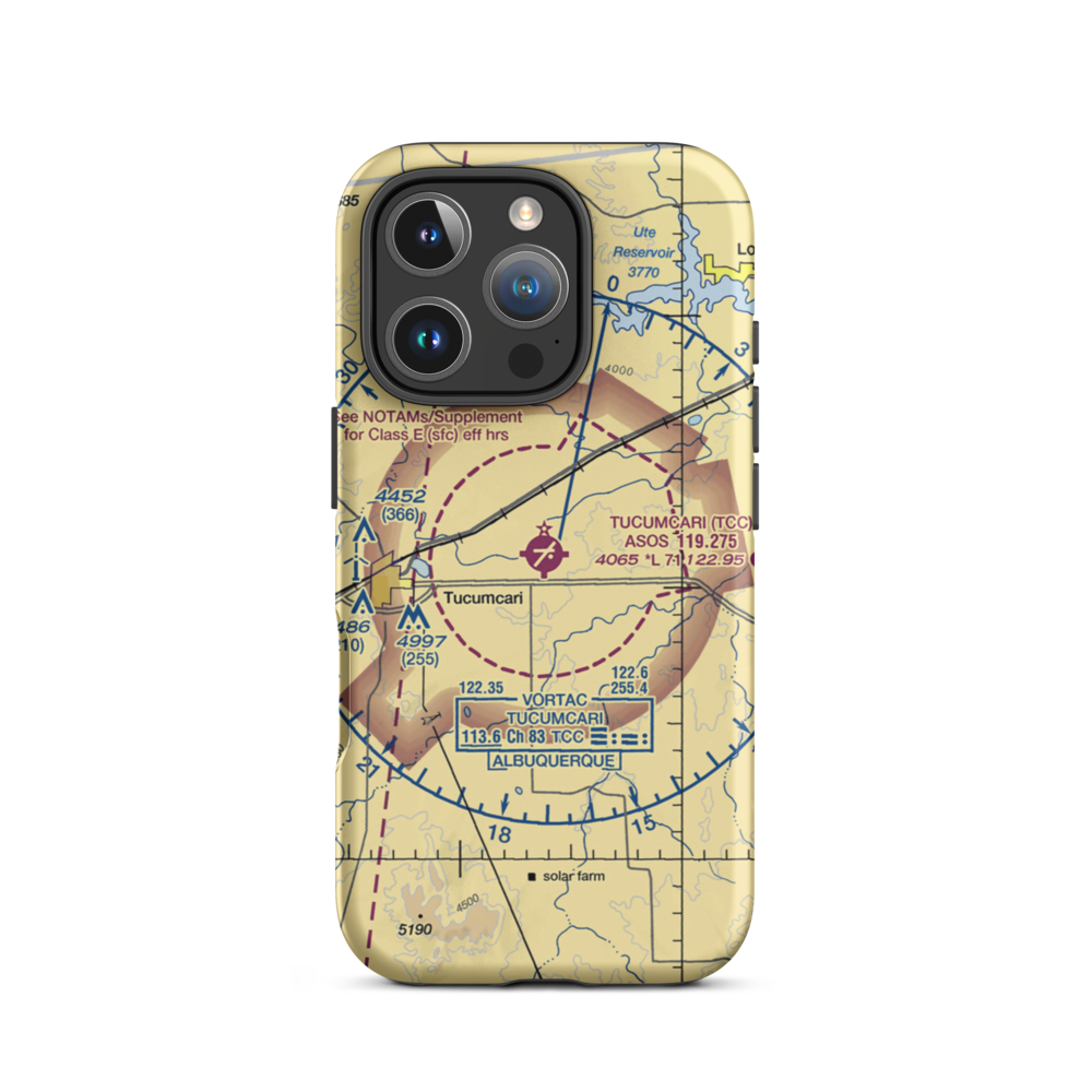 Tucumcari Municipal Airport (TCC) VFR Sectional  Tough iPhone Case iPhone 16 Pro model shown
