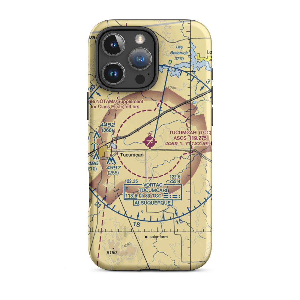 Tucumcari Municipal Airport (TCC) VFR Sectional  Tough iPhone Case iPhone 16 Pro Max model shown
