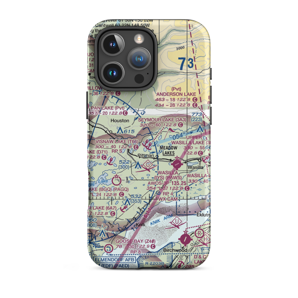 Tulakes Airport (6AK8) VFR Sectional  Tough iPhone Case iPhone 16 Pro Max model shown