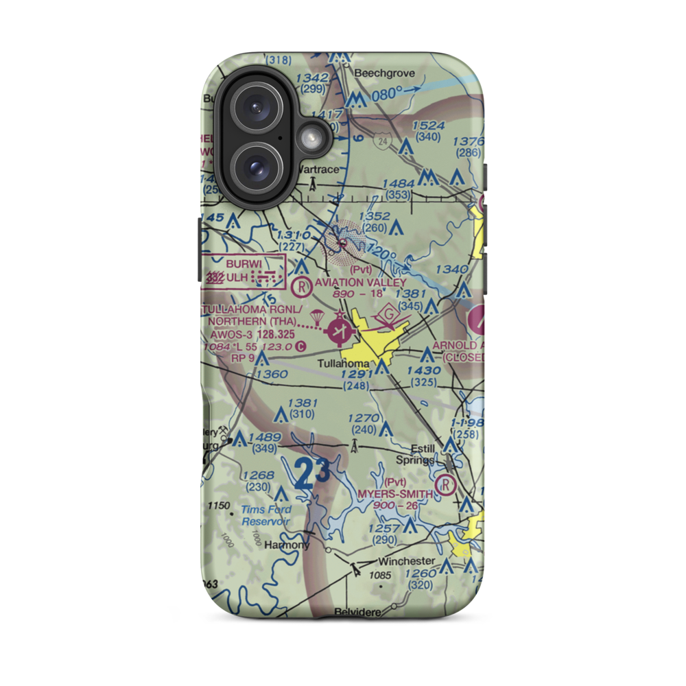 Tullahoma Regional Arpt/Wm Northern Field (THA) VFR Sectional  Tough iPhone Case iPhone 16 Plus model shown