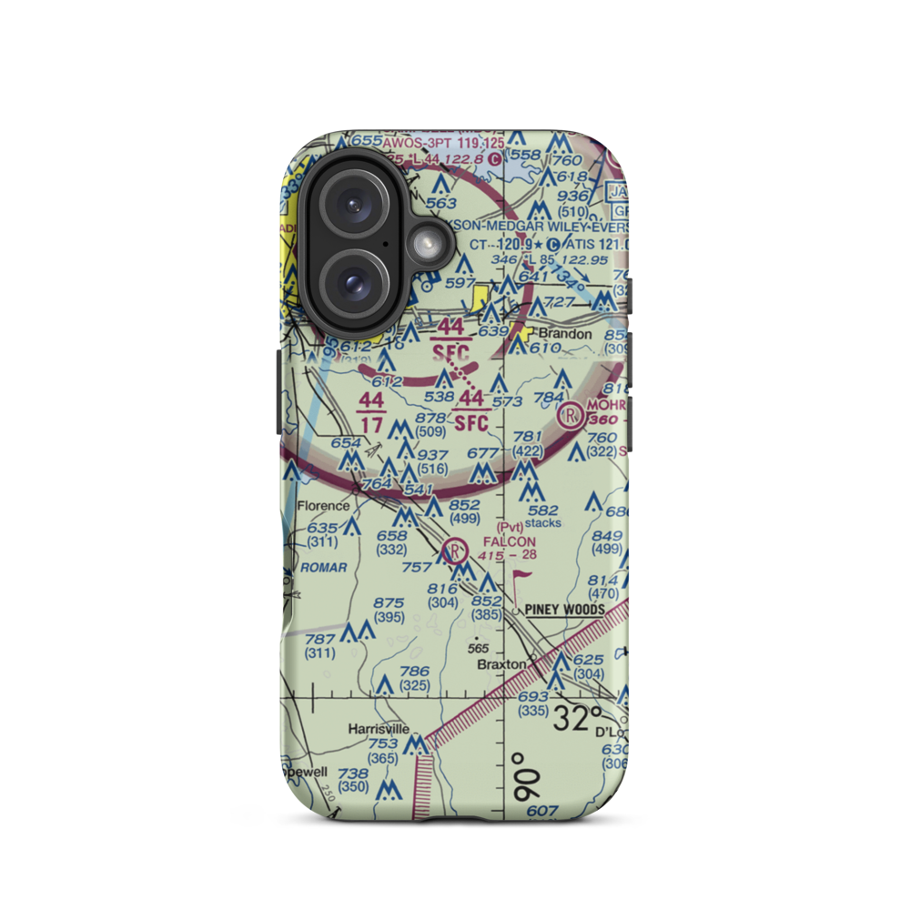 Tullos Field (MS58) VFR Sectional  Tough iPhone Case iPhone 16 model shown