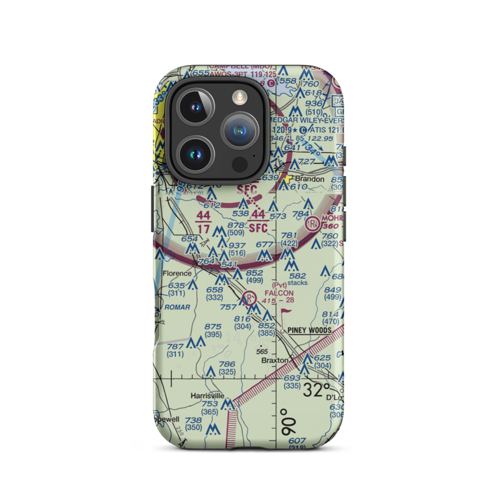 Tullos Field (MS58) VFR Sectional  Tough iPhone Case iPhone 16 Pro model shown