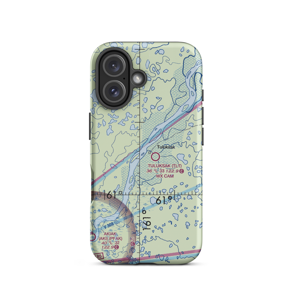 Tuluksak Airport (TLT) VFR Sectional  Tough iPhone Case iPhone 16 model shown