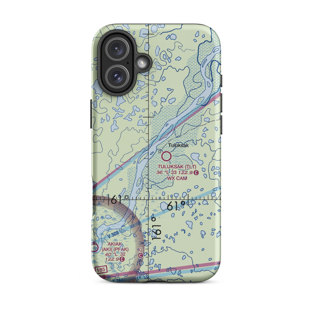 Tuluksak Airport (TLT) VFR Sectional  Tough iPhone Case iPhone 16 Plus model shown