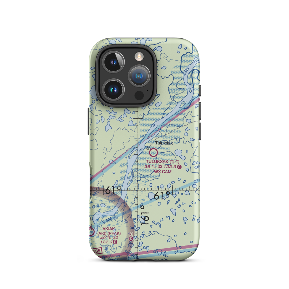 Tuluksak Airport (TLT) VFR Sectional  Tough iPhone Case iPhone 16 Pro model shown